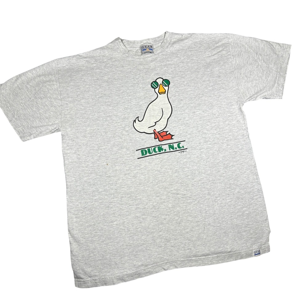 Vintage‎ 1985 Duck NC T Shirt Gear For Sports Heather Grey Graphic Tee XL